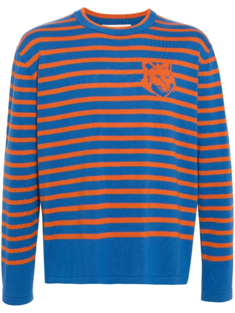 Maison Kitsuné logo-intarsia cotton jumper Blue MM00803KT1102