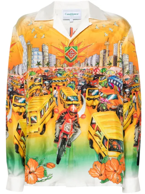 Casablanca Traffic silk shirt Orange MS24SH006