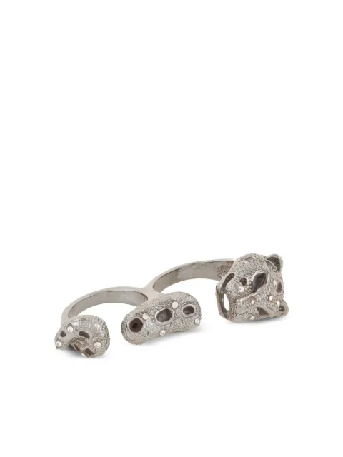 Susan Caplan Vintage pre-owned Double-Impact Panther statement ring Silver RN009388