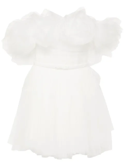 Ana Radu floral-appliqué tulle mini dress White 40473