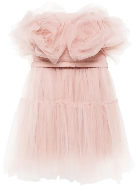 Ana Radu floral-appliqué tulle mini dress Pink 40473