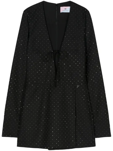 Chiara Ferragni rhinestone-embellished gabardine playsuit Black 76CBO938N0279