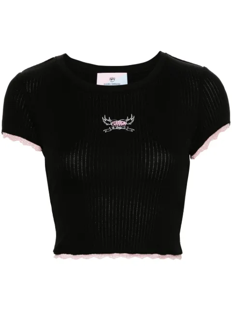 Chiara Ferragni Punk logo-print ribbed top Black 76CBM267J0102