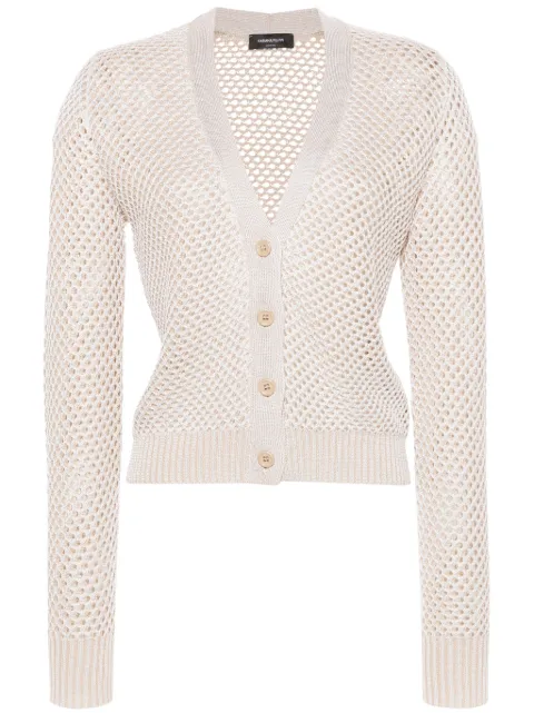 Fabiana Filippi V-neck open-knit cardigan Neutrals MAD274F551H4230000