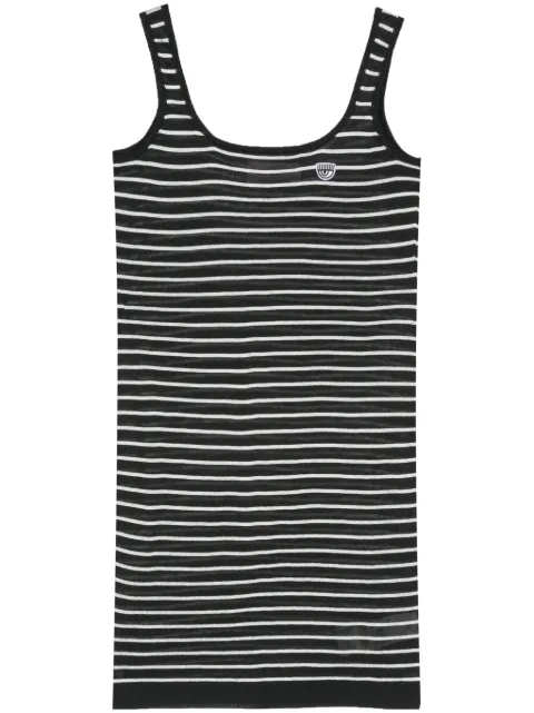 Chiara Ferragni Eyelike-patch striped mini dress Black 76CBOA04CM12A