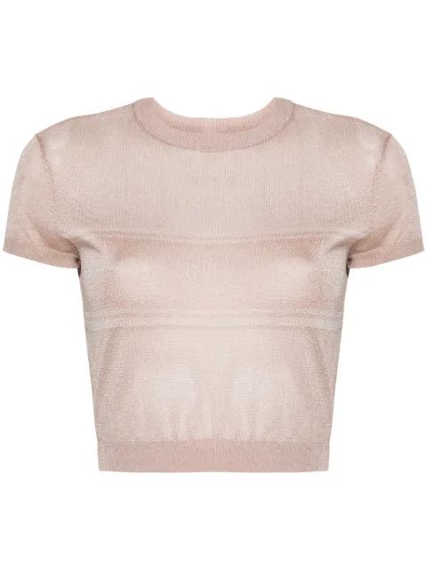 Chiara Ferragni Eyelike-motif metallic cropped jumper Pink 76CBMH08CMH34
