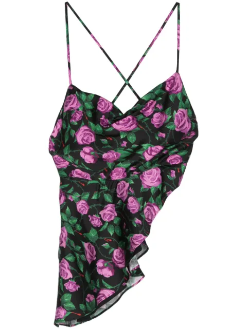Chiara Ferragni floral asymmetric tank top Black 76CBM269NS380