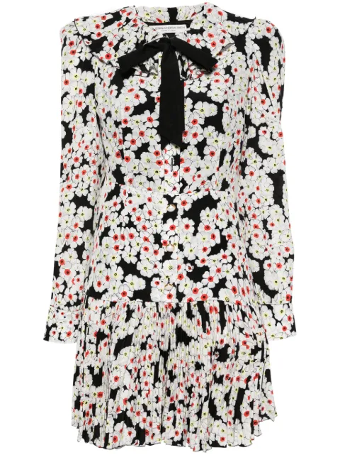 Alessandra Rich daisy-print silk dress Black FABX3596F4216