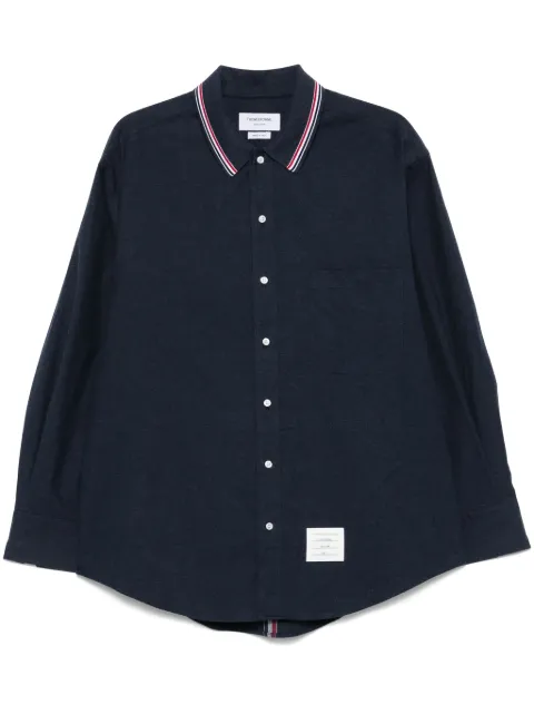 Thom Browne RWB stripe-print flannel shirt Blue MWL407CF0351