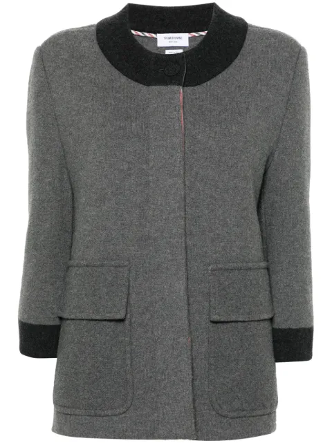 Thom Browne contrasting-trim wool blend cardi-coat Grey FKJ104BY1019