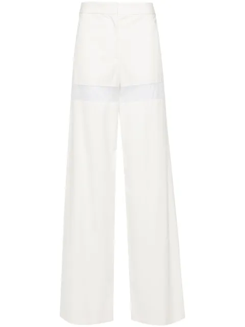 Genny sheer-stripe wide-leg trousers White 76AJA165N0370