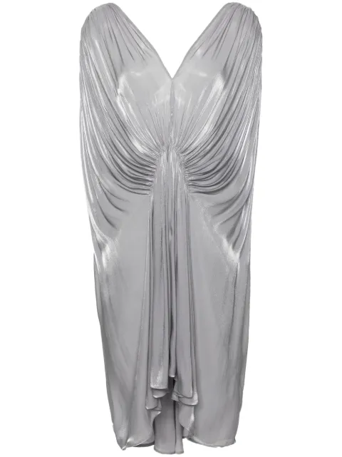 Genny pleated satin midi dress Grey 76AJO4M8N0380