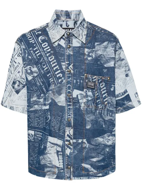 Versace Jeans Couture Magazine-print denim shirt Blue 76GAL21CDW074SS0