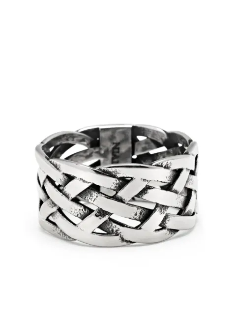 Nialaya Jewelry Woven Chain ring Silver MRING171