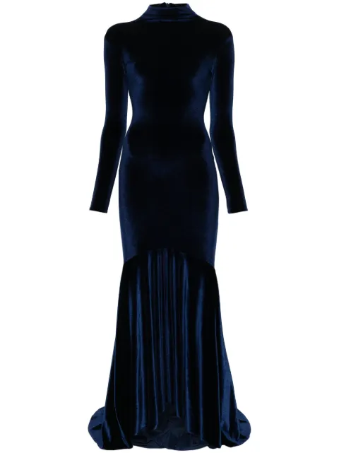 Atu Body Couture high-neck velvet gown Blue AT24062