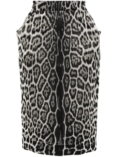 Saint Laurent leopard-print silk skirt Black 777267Y352R