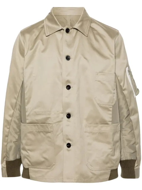 sacai panelled twill shirt jacket Neutrals 2403316M