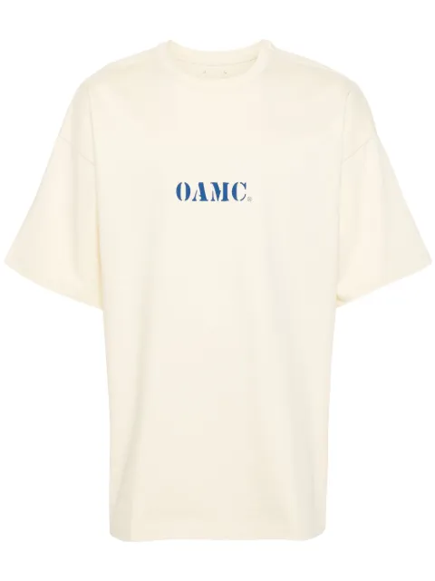 OAMC logo-print organic cotton T-shirt Neutrals 24E28OAJ14COT00912