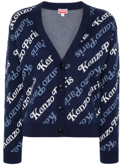 Kenzo Verdy intarsia-logo cropped cardigan Blue FE52CA4603CB