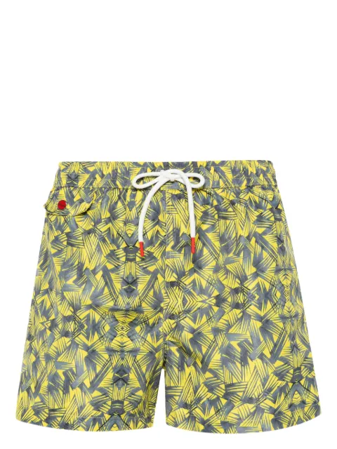 Kiton graphic-print swim shorts Yellow UCOM2CK0709D