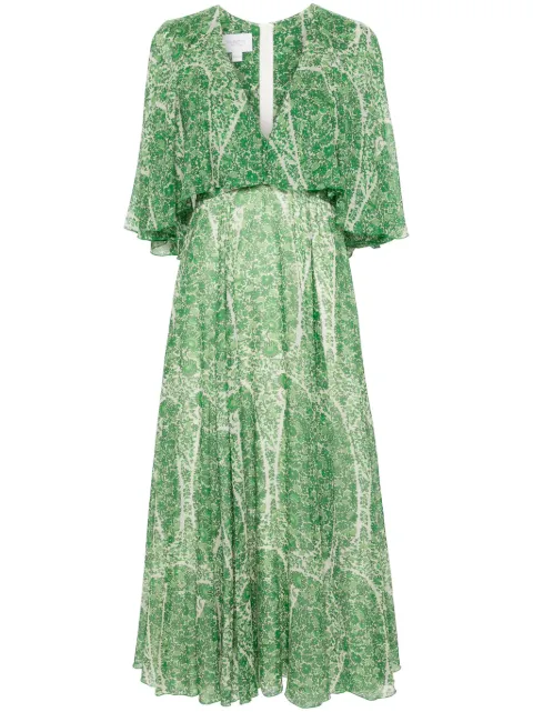Giambattista Valli botanical-print silk midi dress Green 24SSPVCL501628PRI