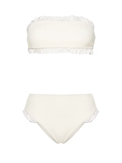 PARAMIDONNA Kylie ruffled-trim bandeau bikini Neutrals CSHAM2