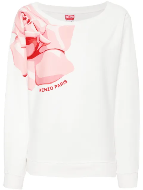 Kenzo rose-print cotton sweatshirt White FE52SW1164MF