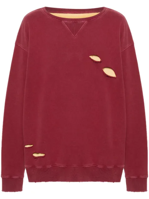 Maison Margiela distressed layered cotton sweatshirt Red S50GU0221S25570