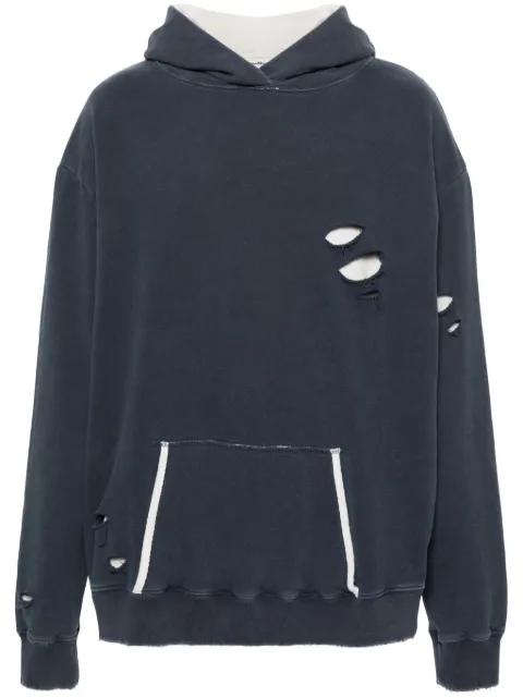Maison Margiela layered distressed cotton hoodie Blue S50GU0217S25570