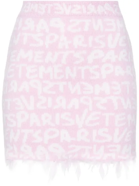 VETEMENTS monogram-jacquard merino miniskirt Pink WE64KN900PW