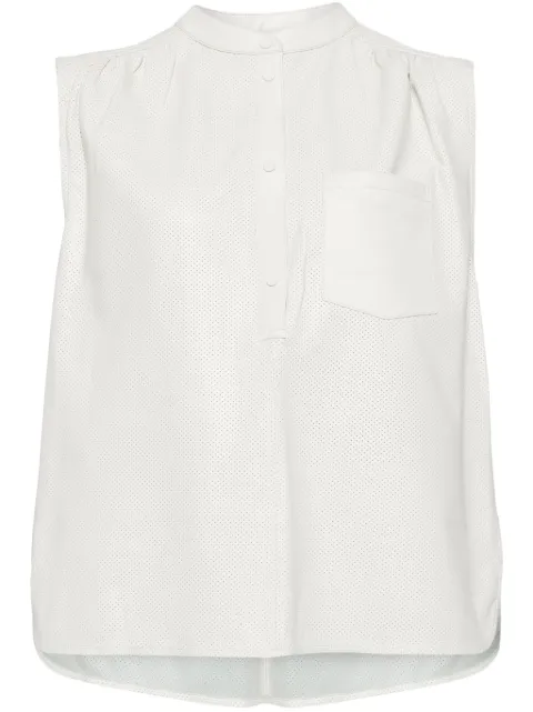 Yves Salomon sleeveless leather blouse Grey 24E24EYH20660APLA