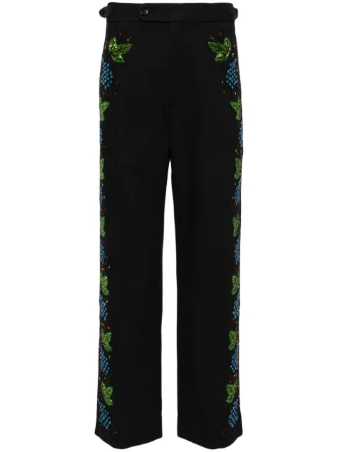 BODE Beaded Concord embroidered trousers Black MRF23BT031