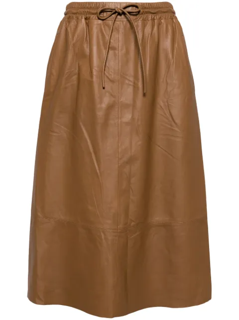 Yves Salomon elasticated-waistband leather skirt Brown 24E23WYJ20174APAR