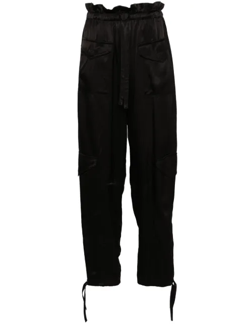GANNI satin cargo trousers Black F8557