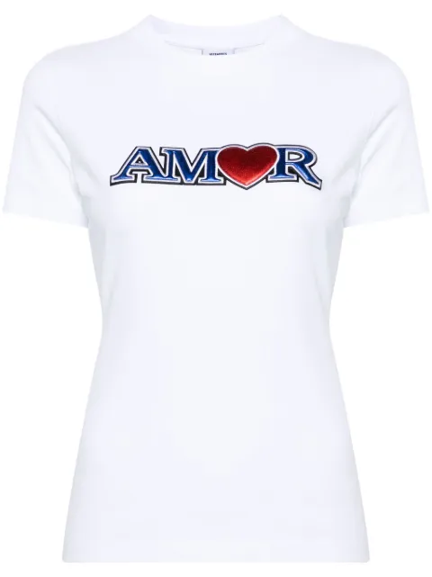 VETEMENTS slogan-appliqué cotton T-shirt White WE64TR340W