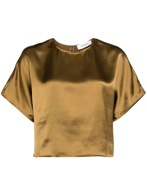 Yves Salomon cropped satin T-shirt Gold 24E24EYH00349SAVI
