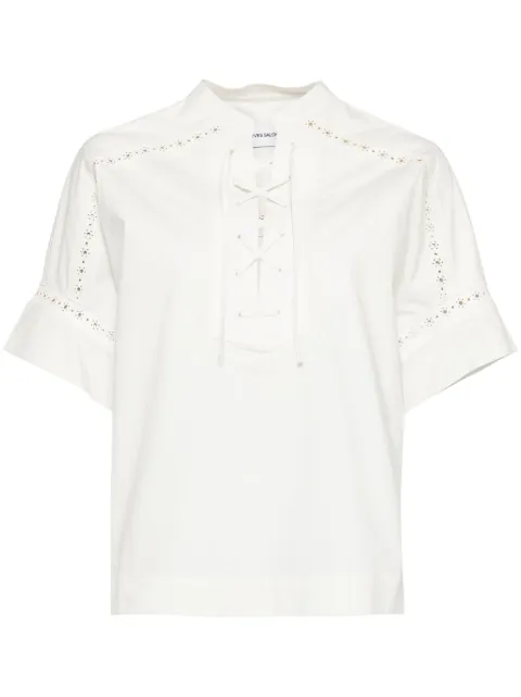 Yves Salomon openwork short-sleeve shirt White 24E24EYH03065COXW