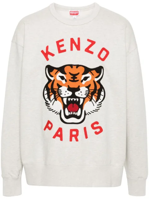 Kenzo Lucky Tiger cotton sweatshirt Neutrals FE58SW0104MF