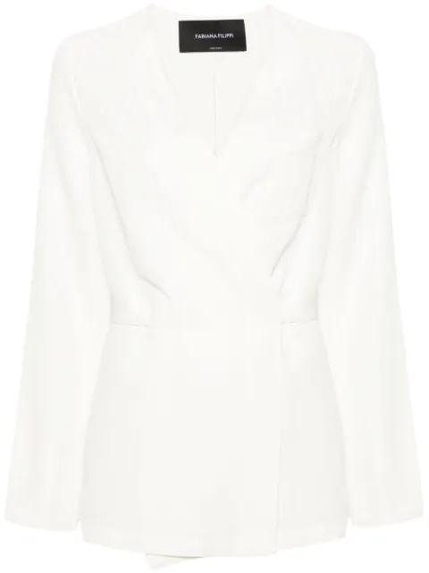 Fabiana Filippi no-lapels wrap blazer White GCD274F209D5440000