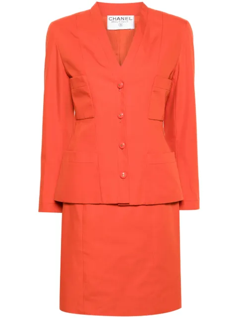 CHANEL Pre-Owned 1990s canvas skirt suit Orange CHA1800SYA