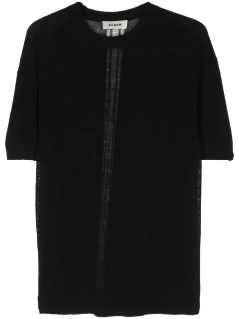 AERON Pliny semi-sheer knitted T-shirt Black PLINYDELICATECORDEDKNITBLACK