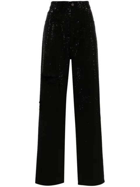 Golden Goose cotton denim pants with shaded-effect crystal decoration Black GWP00844P001475