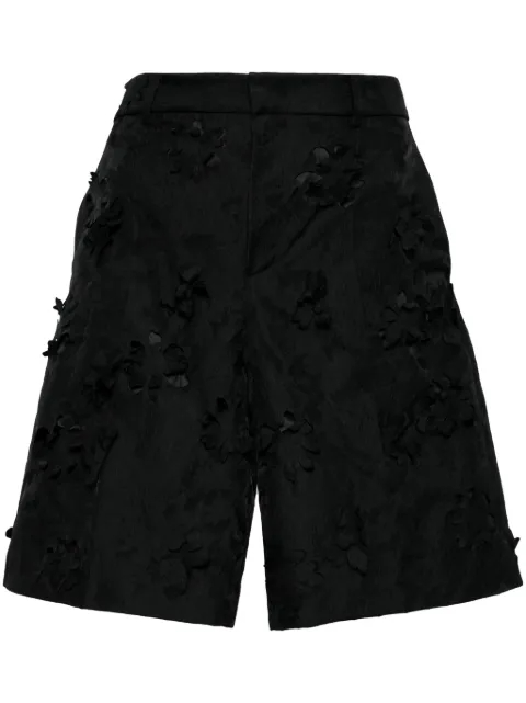JNBY floral-appliqué knee-length shorts Black 5O3E14490