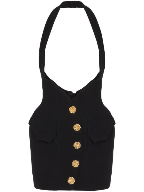 Balmain rose-button tulip skirt Black CF0LA422WB86