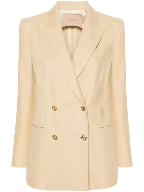 TWINSET double-breasted twill blazer Neutrals 241TP2560