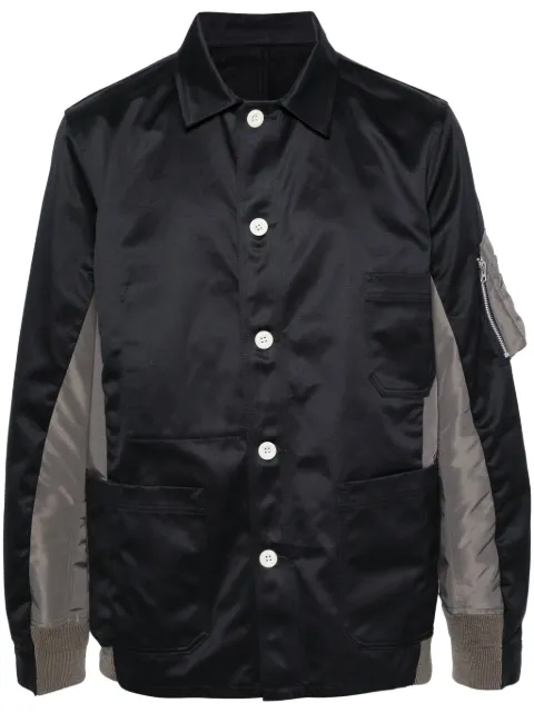 sacai spread-collar panelled shirt jacket Blue 2403316M