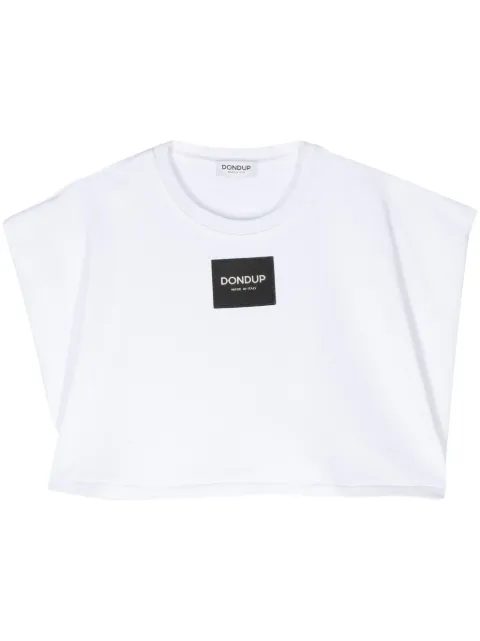 DONDUP logo-patch cropped top White F480KF0235DSZA