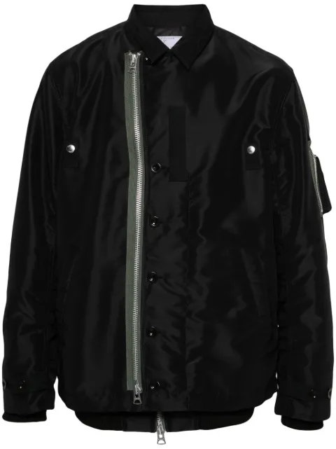 sacai contrasting-trim layered bomber jacket Black 2403320M