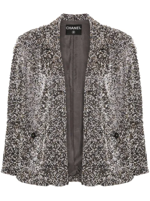 CHANEL Pre-Owned 1999 beaded CC button jacket Grey CHA4500SD