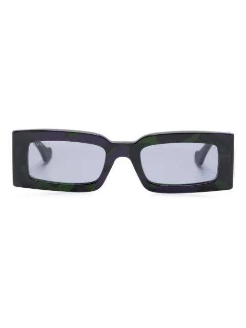 Gucci Eyewear logo-plaque rectangle-frame sunglasses Green GG1425S003